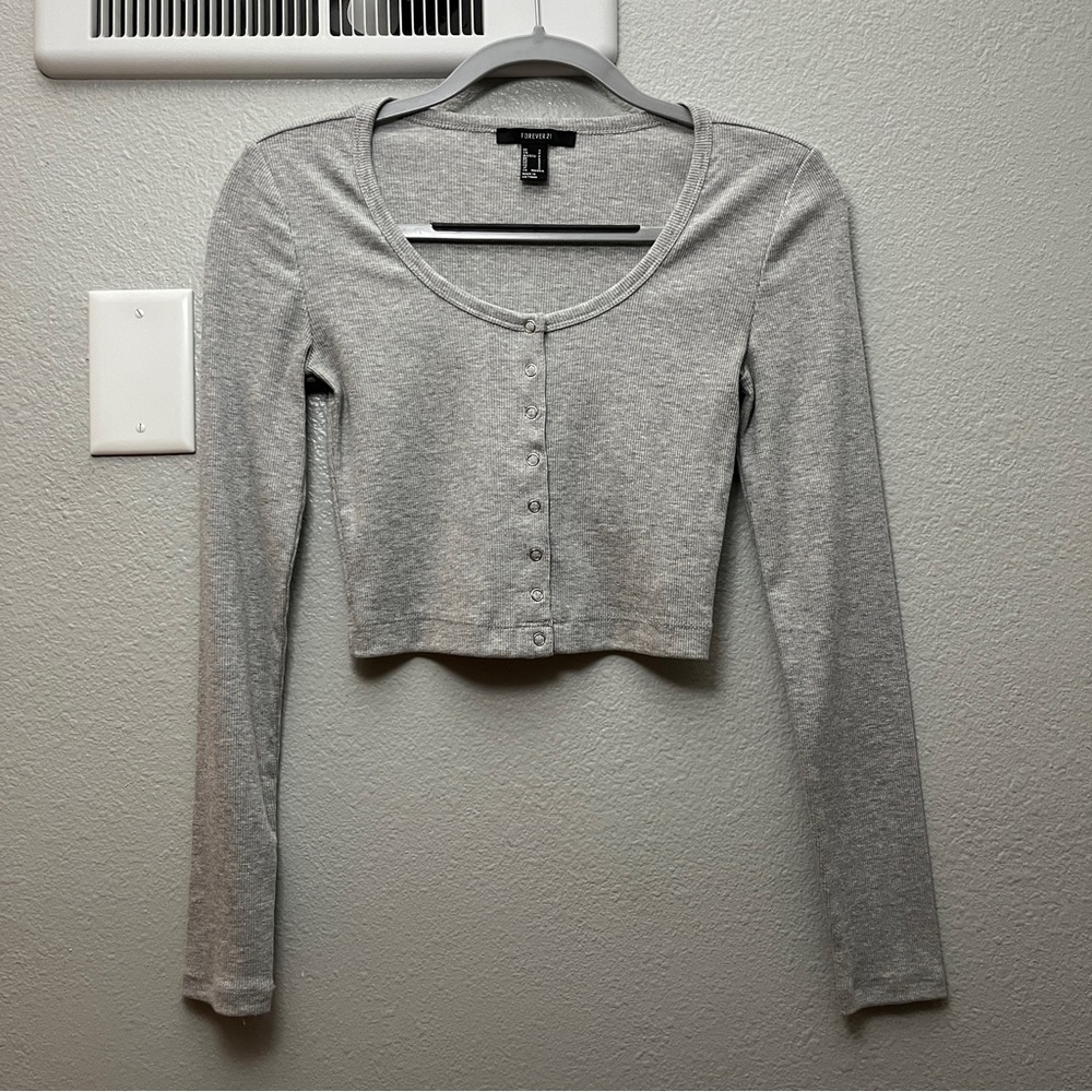 Forever 21 Ribbed Crop Long Sleeve